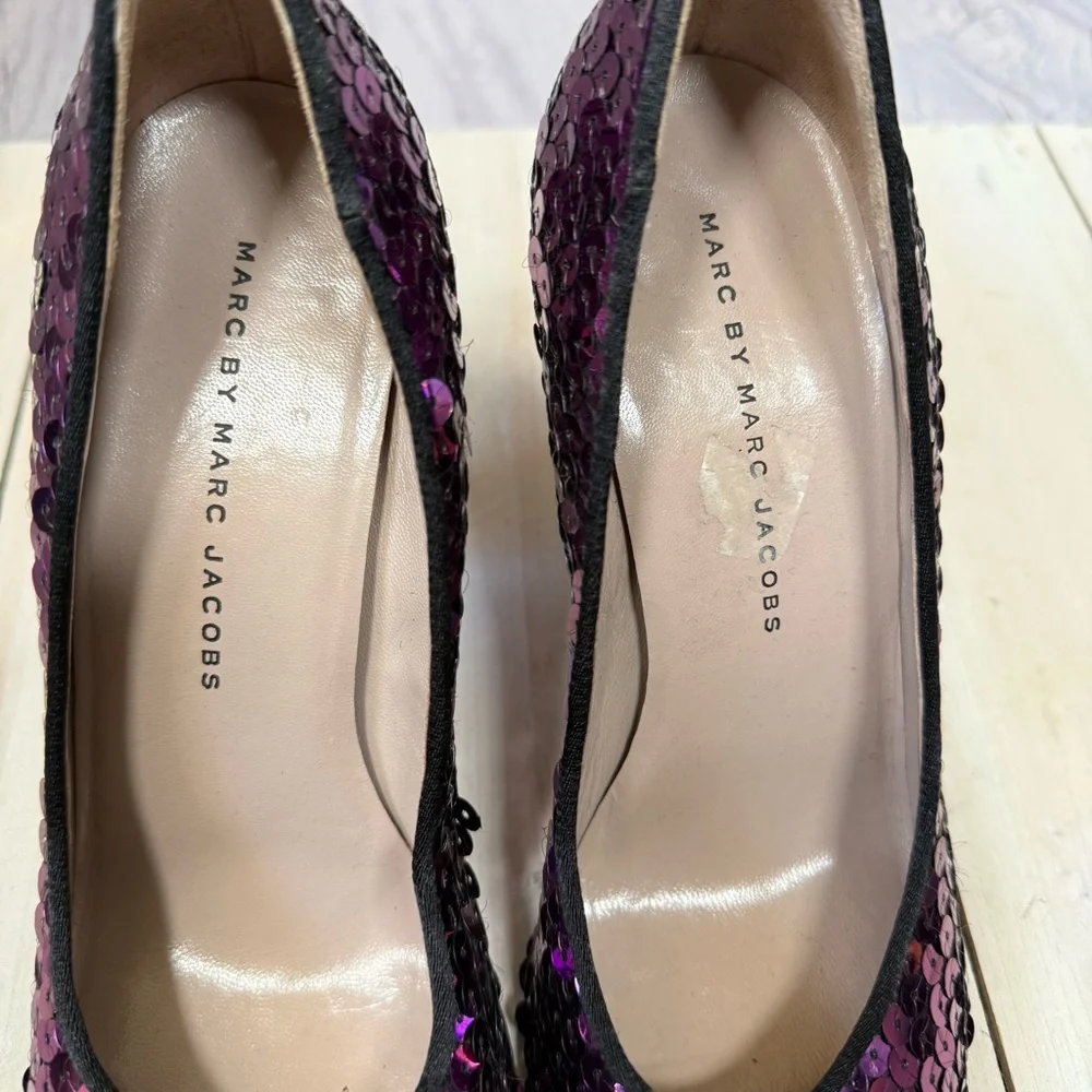 Marc By Marc Jacobs Elegant Purple Sequin Women's Heels Size 36.5 - Picture 4 of 8